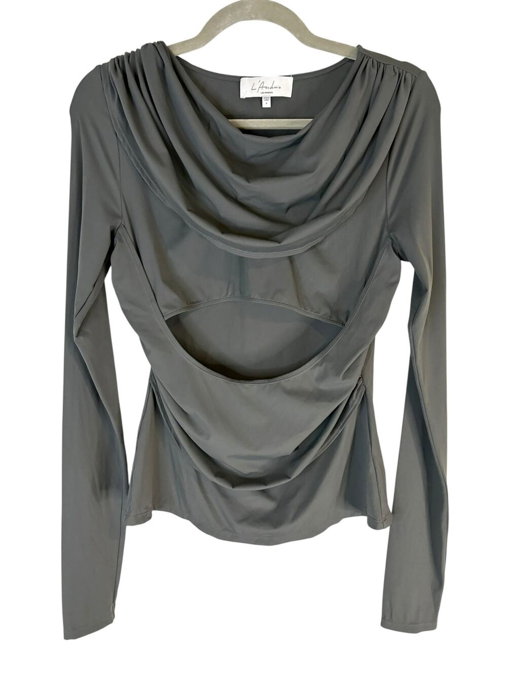 L'Academie Top Draped Cowl Neck Minimalist Y2K Casual Party Evening Statement S